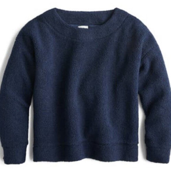 J. Crew Vintage Fleece Teddy Cropped Sweatshirt - NAVY - Picture 3 of 6